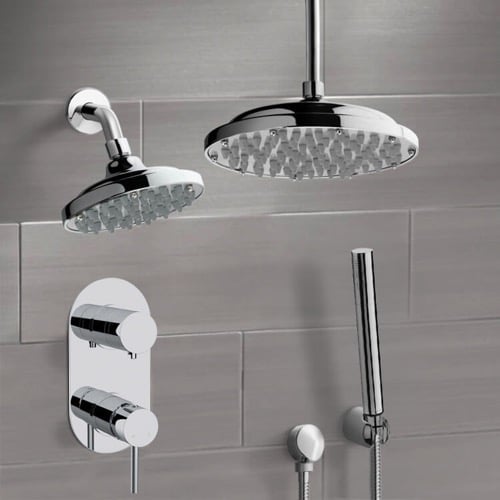 Chrome Dual Shower Head System With Hand Shower Remer DCS05